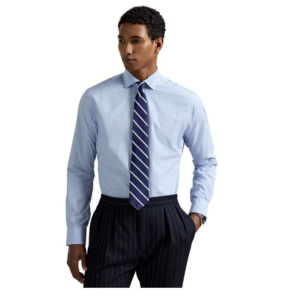 Lauren Ralph Lauren Men’s XL 17 36/37 Blue Dress Shirt Light Weight Stretch